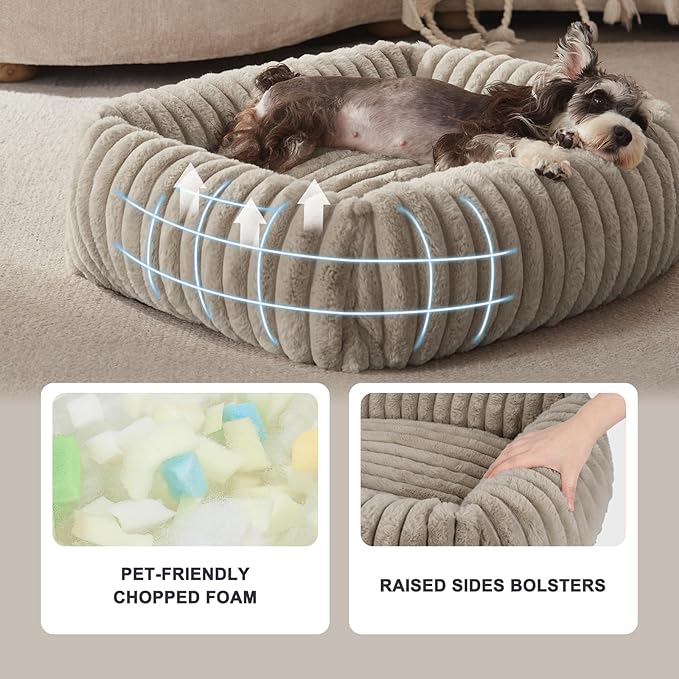 FURTIME Dog Bed for Small Medium Dog, Washable Orthopedic Pet Bed with Removable Cover, Rectangle Soft Calming Sleeping Puppy Bed Durable Pet Cuddler with Anti-Slip Bottom