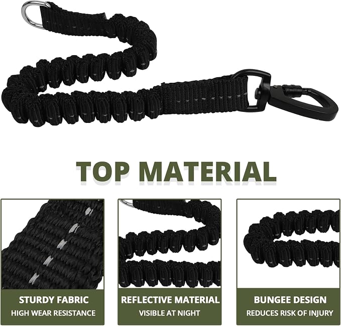 jenico Long Dog Leash 10FT: Heavy Duty Nylon Rope Leashes for Dogs Training with Reflective Threads Bungee and Padded Handle - Dog Lead for Large Small Medium Dogs Outside Walking Hiking