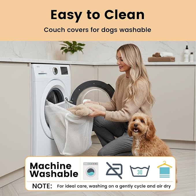 Dog Bed for Couch, Calming Dog Couch Bed for Small Medium Dogs, Fluffy Faux Fur Fuzzy Washable Pet Sofa Covers Protector Mat Pad for Pets Cats Puppy