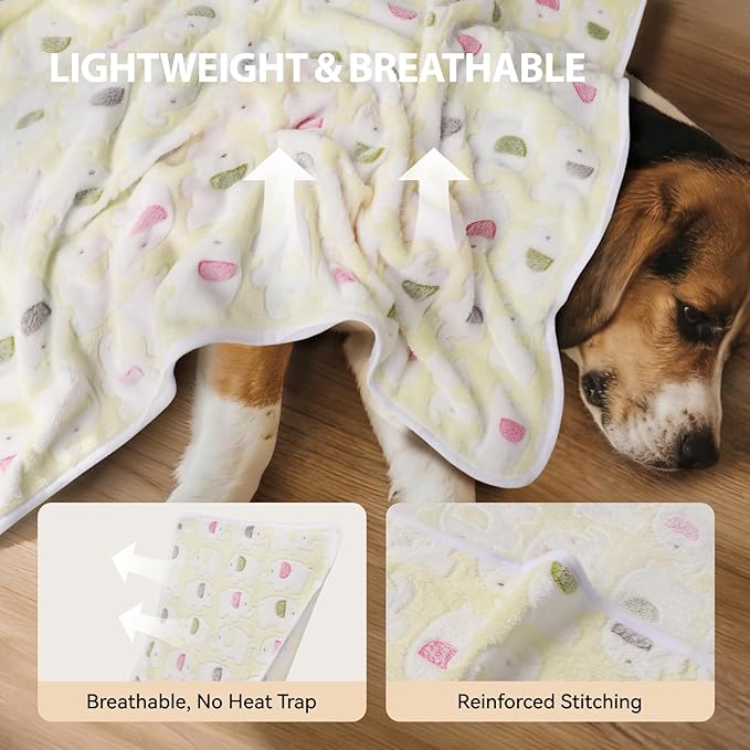 LINENLUX 1 Pack 3 Blankets Super Soft Fluffy Premium Fleece Dog Blankets for Puppy Cat Pet Blanket Flannel Throw Warm Sleep Elephant Pattern-3pcs 23x16 inch