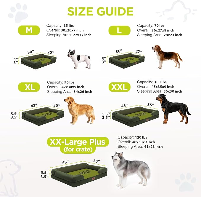Extra Large Dog Bed - Washable Orthopedic Huge Pet Bed for Big Dogs Waterproof Cover Pet Couch Soft with Memory Foam with Bolster, 48 x 30