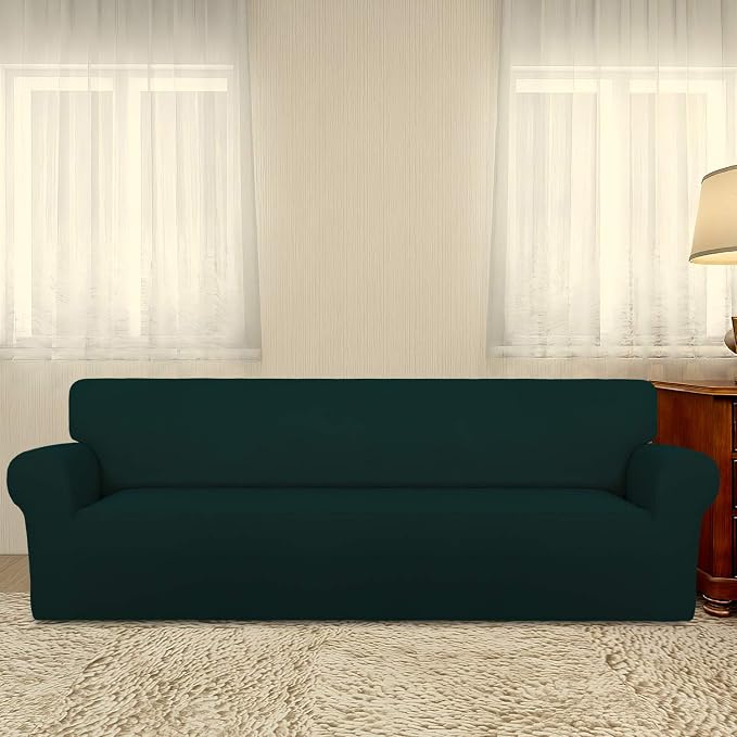 PureFit Super Stretch 4 Seater Sofa Slipcover – Spandex Non Slip Soft Couch Sofa Cover, Washable Furniture Protector with Non Skid Foam and Elastic Bottom for Kids, Pets （XX Large, Deep Teal）