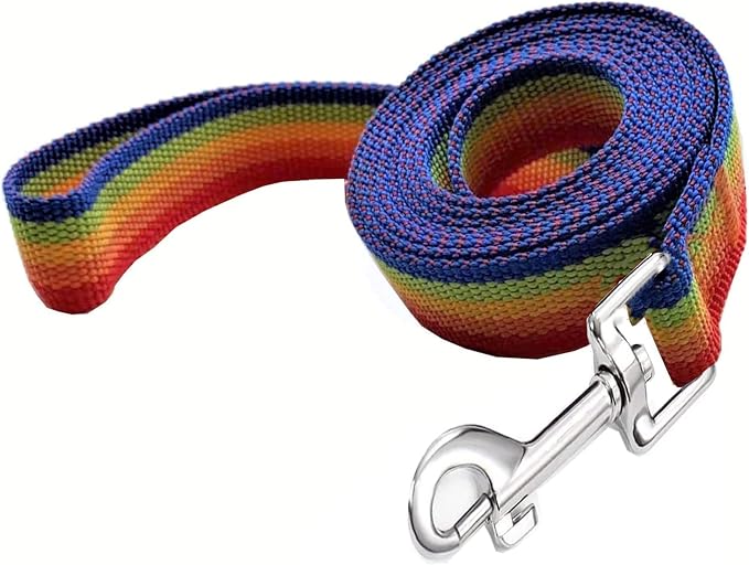 TAIAN 4FT/5FT/6FT Strong Dog Leash, Nylon Dog Leashes for Small Medium Large Dogs (3/4 in x 5 ft, Rainbow)