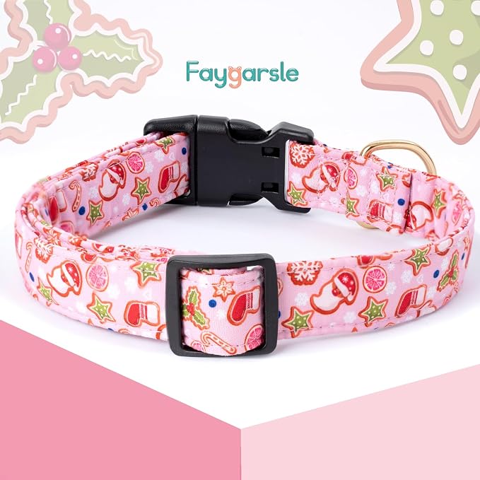 Faygarsle Pink Dog Collar - Christmas Design Pattern for Small, Medium & Large Dogs - Cute & Stylish