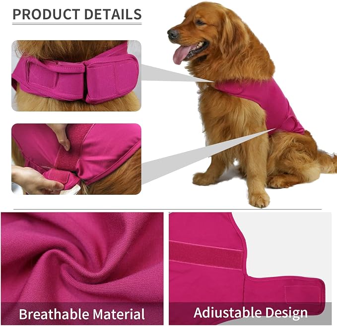 Comfort Dog Anxiety Relief Coat, Dog Anxiety Calming Vest Wrap for Thunderstorm,Travel,Fireworks,Vet Visits,Separation XS Small Medium Large XL Dog(XL,Rose)