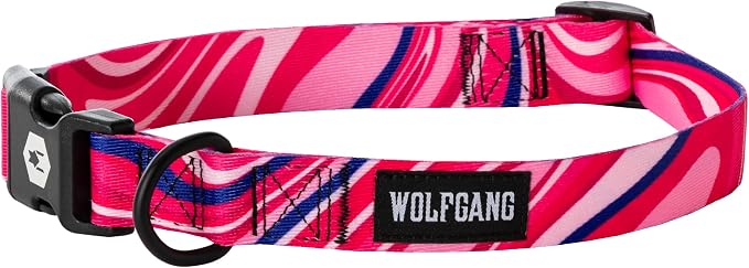 Wolfgang Heavy Duty, Adjustable Dog Collar with Quick Release Nylon Buckle for Walking & Training, MarbleSwirl Print, Large