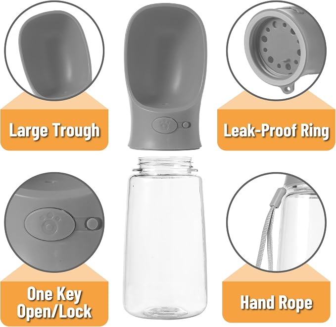 Mr. Pen- Portable Dog Water Bottle, 19 oz, Large, Leak Proof Puppy Water Dispenser with Drinking Feeder for Pets, Outdoor Walking, Hiking, Travel, Not Dishwasher Safe