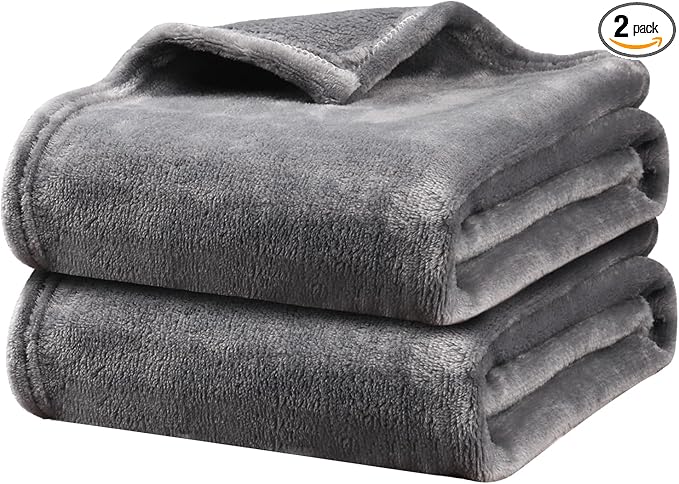 Onarway Dog Blanket Washable for Bed: 2 Packs Dog Blankets 40”x47” - Fluffy Soft Large Throw for Cat Puppy Kitten Dogs - Fleece Pet Blankets for Crate Couch Car and Indoor - Grey