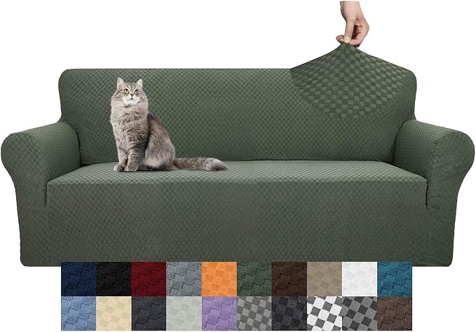 YEMYHOM Couch Cover Latest Jacquard Design High Stretch Extra Large Sofa Covers Pet Dog Cat Proof Oversized Slipcover Non Slip Magic Elastic Furniture Protector (XL Sofa, Army Green)