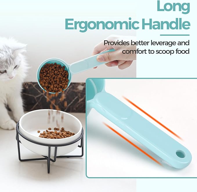 ComSaf MSBC Melamine Pet Food Scoop, Cat Food Measuring Cups, Comfortable Long Handle Scoop for Dog, Cat, Ferret and Rabbit Food, 1 Cup Size Pet Food Feeding Scoop (Blue)