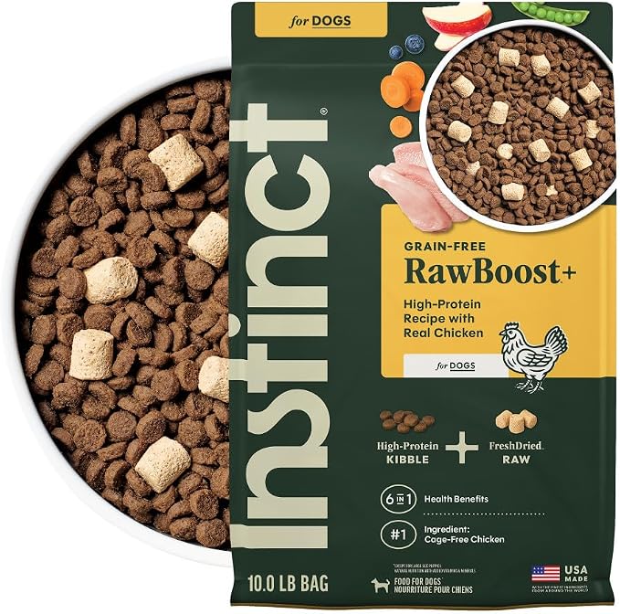 Instinct RawBoost, Natural Dry Dog Food with Freeze-Dried Pieces, High Protein, Grain-Free Recipe - Real Chicken, 10 lb. Bag