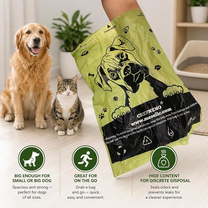 Dog Poop Biodegradable Bags One Biig Roll (600 ct.) Eco-friendly Doggy Poop Bags Pet Waste Pickup Bag Degradable Cat Waste Disposal Bags (1 Roll, 600 Bags)