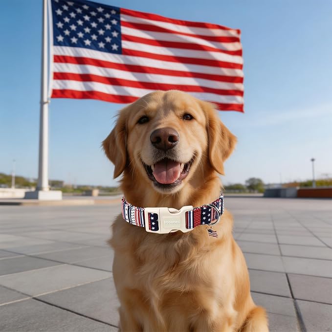 Independence Day Dog Collar for Medium Dogs, 4th of July Dog Collar, Patriotic American Flag Dog Collars for Medium Dogs, S