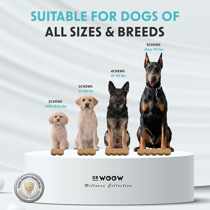 Fresh Breath Dental Chews for Dogs (120 Soft Chews) – Oral Care & Bad Breath Support – Turkey Tail Mushroom, Parsley & Kelp – Daily Teeth & Gum Support – Made in USA – Dr. Woow