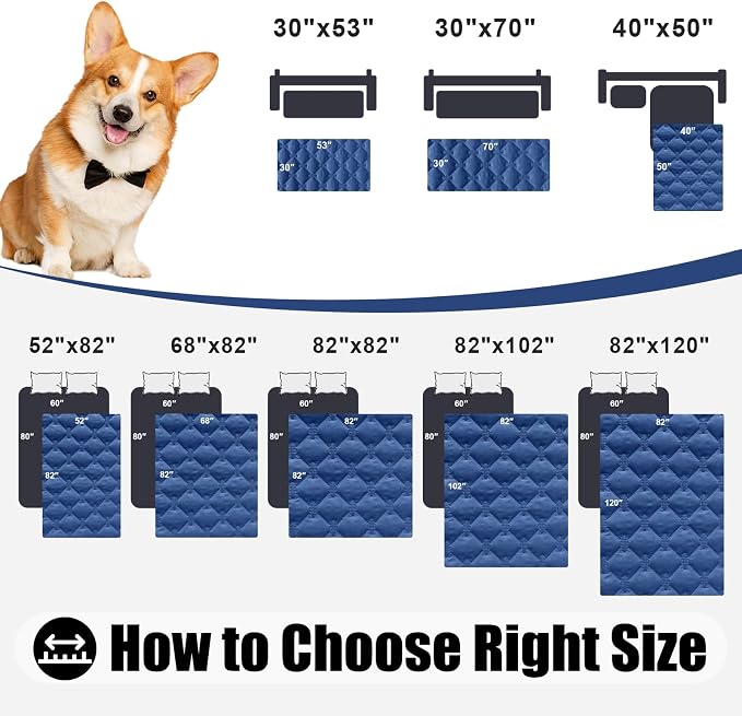 Smiry Waterproof Dog Bed Cover Blanket, Soft Reversible Pet Blanket, Washable Leakproof Cats Dogs Couch Cover for Sofa, Couch, Furniture (30x53 Inch, Navy/Blue)