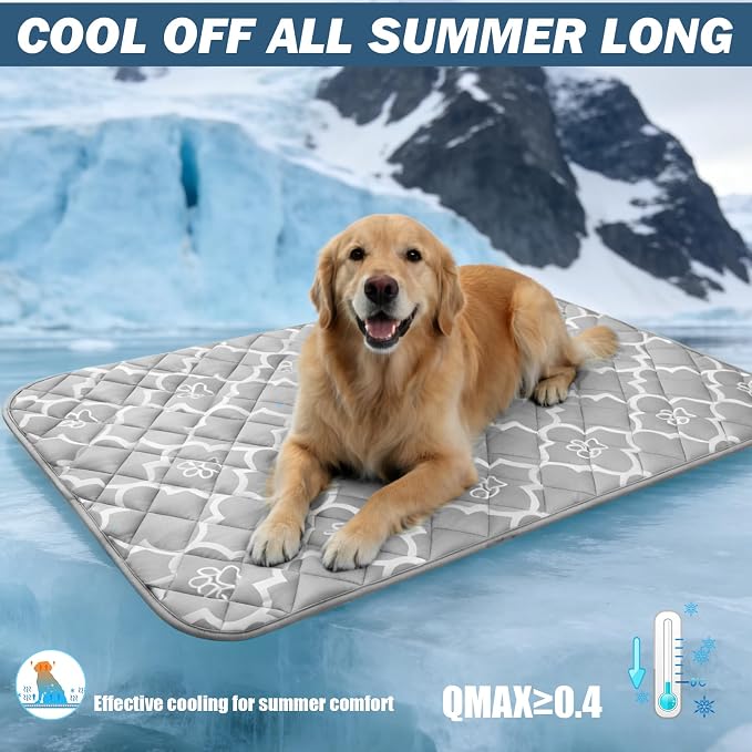 EXPAWLORER Dog Cooling Mat-28.3''*47.2'' Upgraded Extra Large Cooling Pad for Dog Dogs Cats Pets in Summer Keep Cool,Washable,Non-Slip Blanket for Grate Sofa Bed Outdoor(Gray)