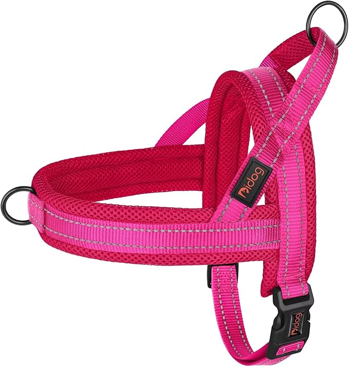 Didog No Pull Dog Harness with Breathable Mesh Padded,Reflective & Quick Fit Light Weight Dog Strap Vest Harness,Easy for Walking Training (L:Chest 26-32", Mesh-Hot Pink)