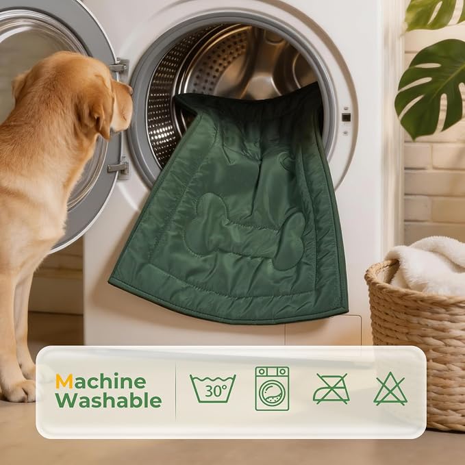 Chew Proof Dog Crate Pad - Indestructible Durable Dog Bed for Aggressive Chewers, Machine Washable & Waterproof Indoor Outdoor Tough Kennel Pad for Medium Dogs (Medium (22"x35"),Green)