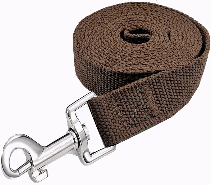 Strong Nylon Dog Leash, 4FT/ 5 FT/ 6FT Dog Leashes for Medium Large Dogs (5FT, Brown)