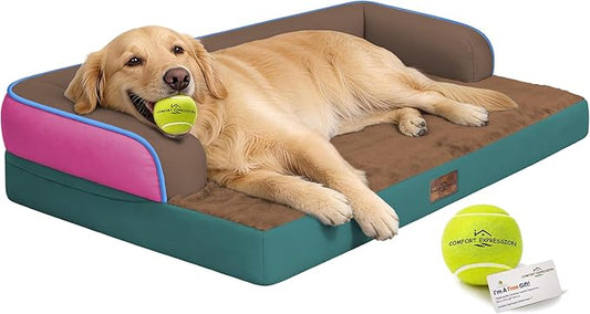 Comfort Expression Dog Bed Large Size Dog - XL Pet Bed Waterproof Orthopedic Pet Couch Memory Foam Sofa Bolster with Removable Cover - 42 x 30