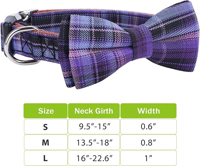 Faleela Soft &Comfy Bowtie Dog Collar,Detachable and Adjustable Bow Tie Collar,for Small Medium Large Pet (Purple, Medium (Pack of 1))