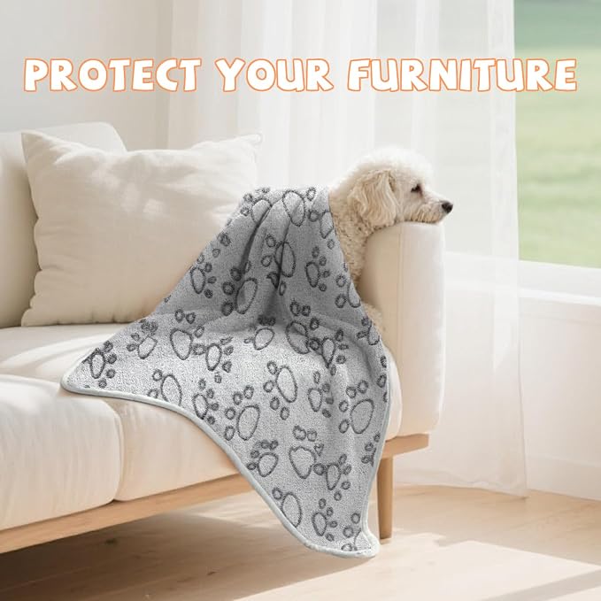 YUEPET Waterproof Dog Blankets, 2 Pack Washable Dog Blankets for Bed Couch Sofa Protector Fleece Flannel Puppy Blanket Soft Plush Reversible Throw Blanket for Small Dogs Cats 23"×16"(Grey)