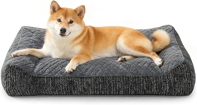 JOEJOY Orthopedic Dog Bed Medium Sized Dogs, Extra Thick Supportive Big Dog Couch Bed with Sides, Ultra Soft Pet Bed Sofa, Grey, 35''x25''