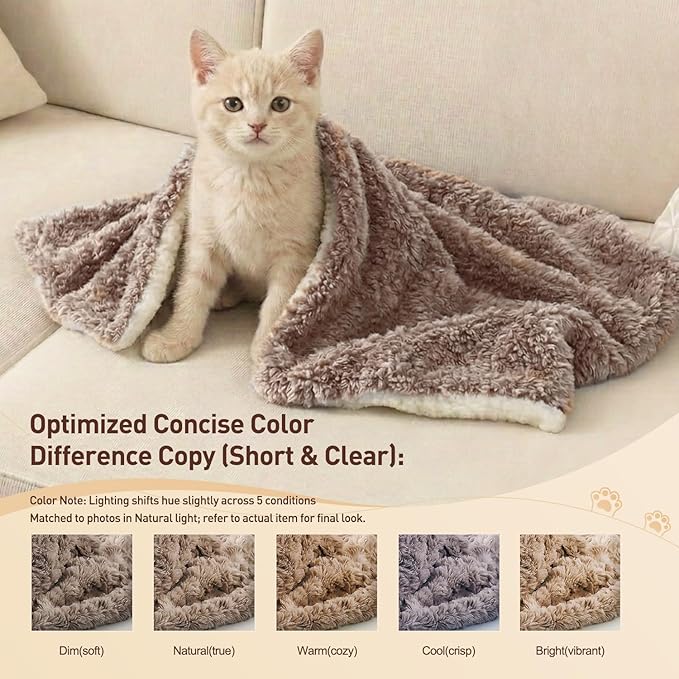 Cat Blanket for Indoor Cats Ultra-Soft Plush Small Blanket Machine Washable Cozy Calming for Kittens Cats Bed Couch Car 21"x18" Coffee