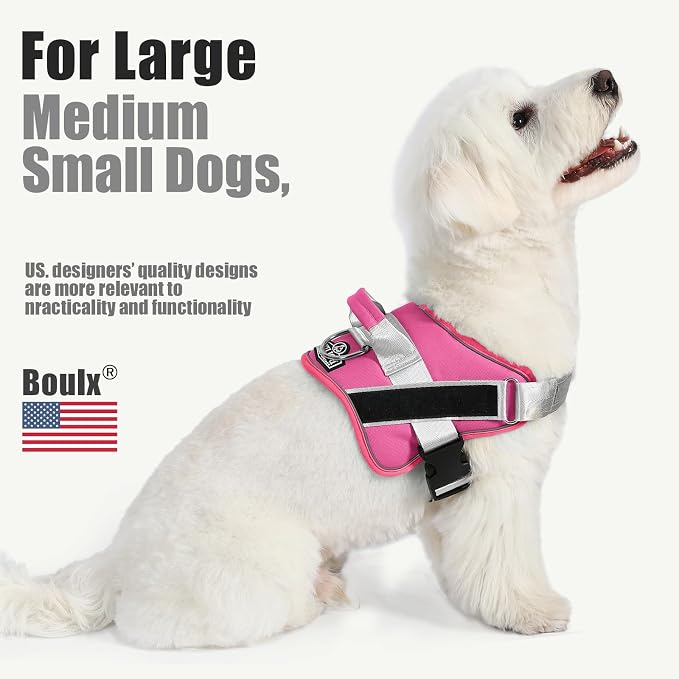Dog Harness, No-Pull Reflective Dog Vest, Breathable Adjustable Pet Harness with Handle for Outdoor Walking - No More Pulling, Tugging or Choking (Fuchsia, X-Small (Pack of 1))