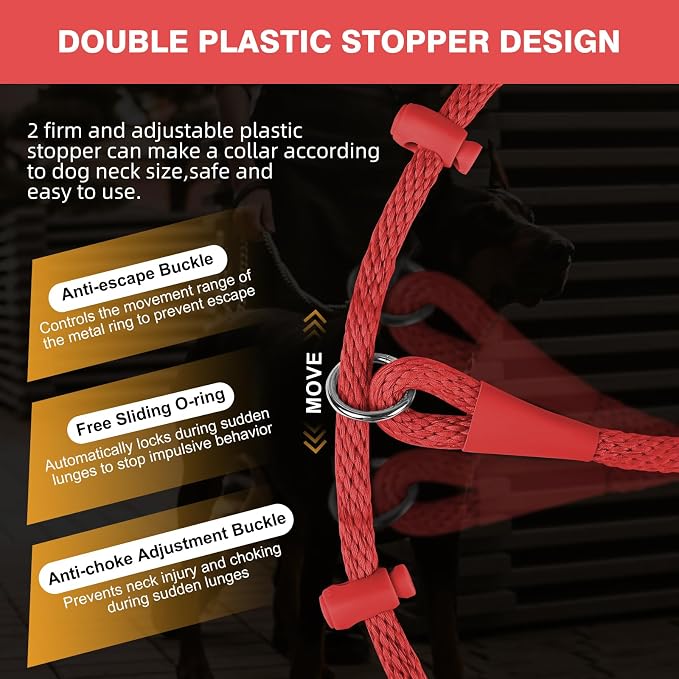 Lynxking Dog Leash Slip Lead Reflective Breathable Rope Comfortable Strong No Pull Slip On Pet Training Lead for Dogs (Red, Small 3/8 inch x 6ft)