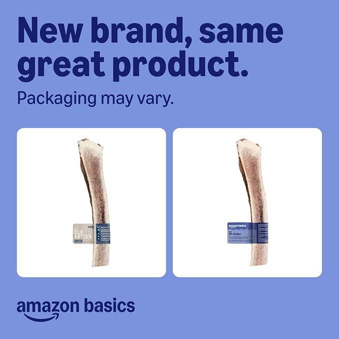 Amazon Basics Split Elk Antler, Naturally Shed, Long Lasting for Aggressive Chewers, X-Large (Best for Dogs Over 45 lbs) (Pack of 4) (Previously Wag)
