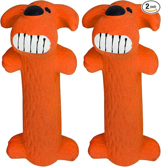 Multipet Original Loofa Latex Dog Toy - Squeaky Toy for All Dogs - Easy-to-Clean Squeaky Toys - Latex Dog Toys for Playing 6”, Random Color Surprise (Pack of 2)