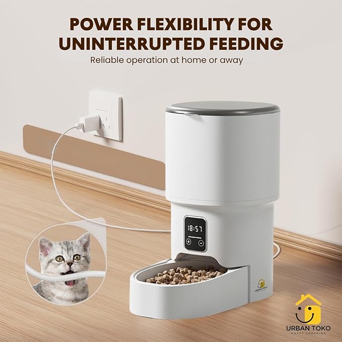 Automatic Pet Feeder for Cats & Dogs – Programmable Timed Food Dispenser with Portion Control, Battery Backup, and Secure Locking Lid for Healthy Pet Routines