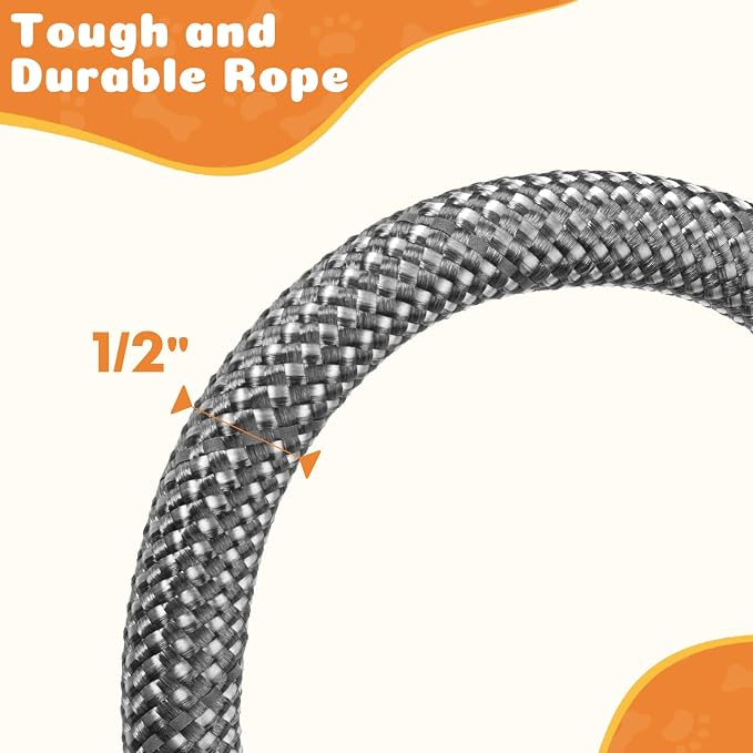 Reflective Slip Leads for Dogs,6FT x 1/2" Dog Leash Heavy Duty Strong Rope Lead for Large, Medium Dogs, No Pull Pet Training Leash(Gray, Large(1/2in-6ft))
