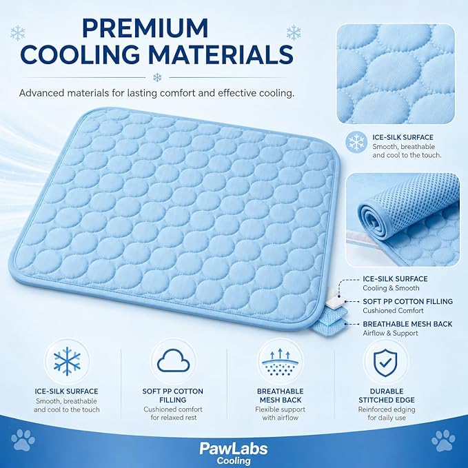Mat for Dogs and Cats, Ice Silk Pet Cooling Mat, Washable Dog Cooling Pad with Soft PP Cotton Padding, Breathable Dog Bed Mat for Crate, Sofa, Car, Indoor Outdoor (Pink, Medium)