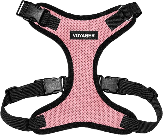 Voyager Step-in Pet Harness - All Weather Mesh, Adjustable Step in Harness for Cats and Dogs by Best Pet Supplies - Pink/Black Trim, M