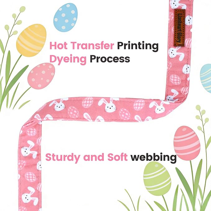 Lionheart glory Easter Day Dog Collar - Dog Collars Soft Adjustable Buckle Cute Easter Rabbits Pattern Pink Male Female Spring Bunnies Pet Collars for Large Dogs Puppy