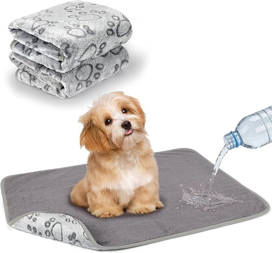 YUEPET Waterproof Dog Blankets, 2 Pack Washable Dog Blankets for Bed Couch Sofa Protector Fleece Flannel Puppy Blanket Soft Plush Reversible Throw Blanket for Small Dogs Cats 23"×16"(Grey)