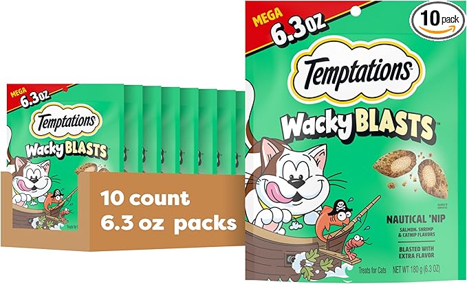 Temptations Wacky Blasts Cat Treats, Nautical ‘Nip Flavor, 6.3 oz. Pouch (Pack of 10)