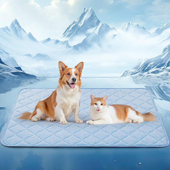 LOOBANI Dog Cooling Mat for Large Dogs - 40" x 28" Cooling Mat for Pet with Anti-Slip Bottom, Washable Q-MAX>0.5 Arc-Chill Pet Cool Mat for Dogs, Cats, Bed, Sofas, Crate, and Kennels