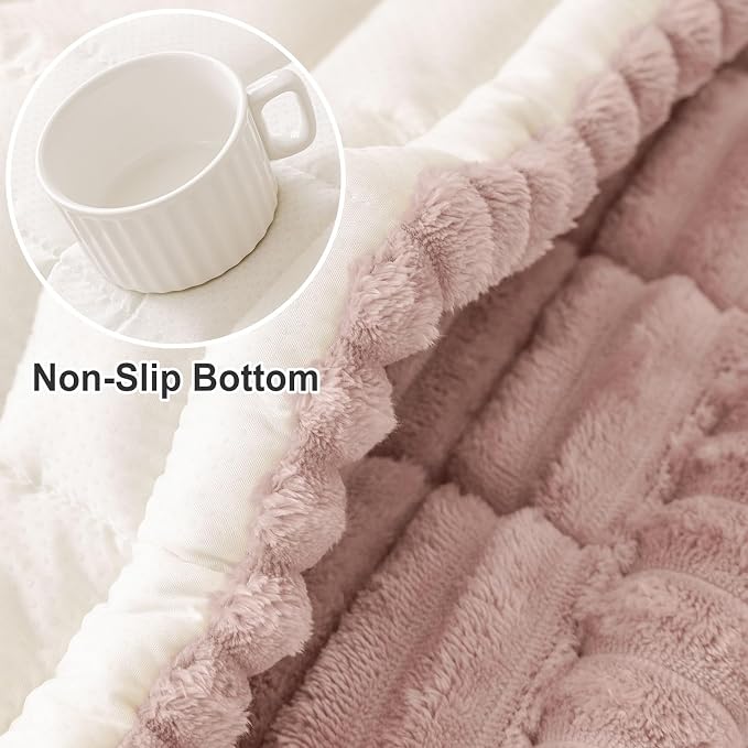 hyha Couch Cover for Dogs Washable, Non Slip Thick Flannel Sofa Protector, Pet Friendly Plush Furniture Cover for Sectional Sofa & Loveseat (Dusty Pink, 27.6" x 88")