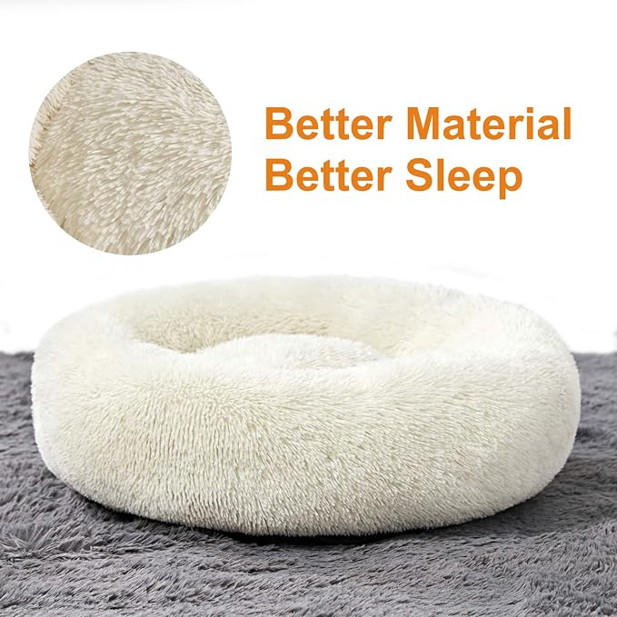 Washable Dog Round Bed - Medium Donut Dog Bed, Comfy Calming Cuddler