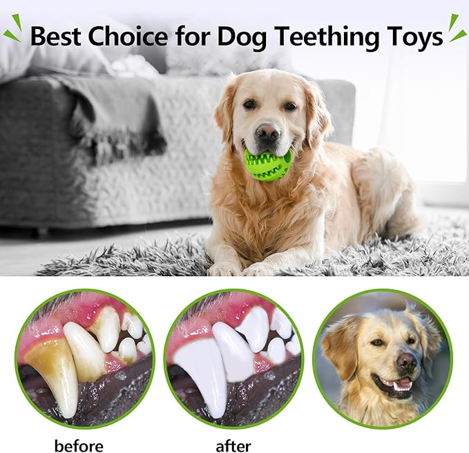 Puppy Chew Toys for Teething: Durable Rubber Dog Toys for Boredom - Treat-Dispensing Balls for Small Breed Indoor Play (2pack)