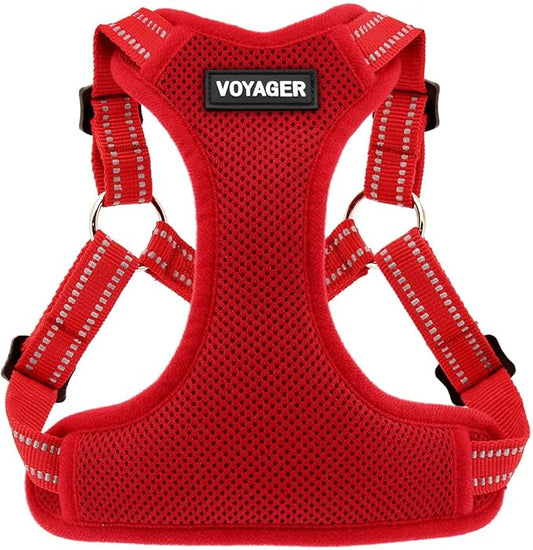 Best Pet Supplies Voyager Adjustable Step-in Flex Breathable Mesh Dog Harness for Small Medium Large Dogs (Red), XS