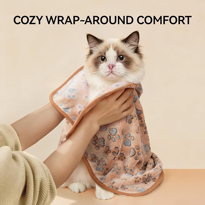 LINENLUX 1 Pack 3 Blankets Super Soft Fluffy Premium Fleece Dog Blankets for Puppy Cat Pet Blanket Flannel Throw Warm Sleep Dog Paw-3pcs 31x20 inch