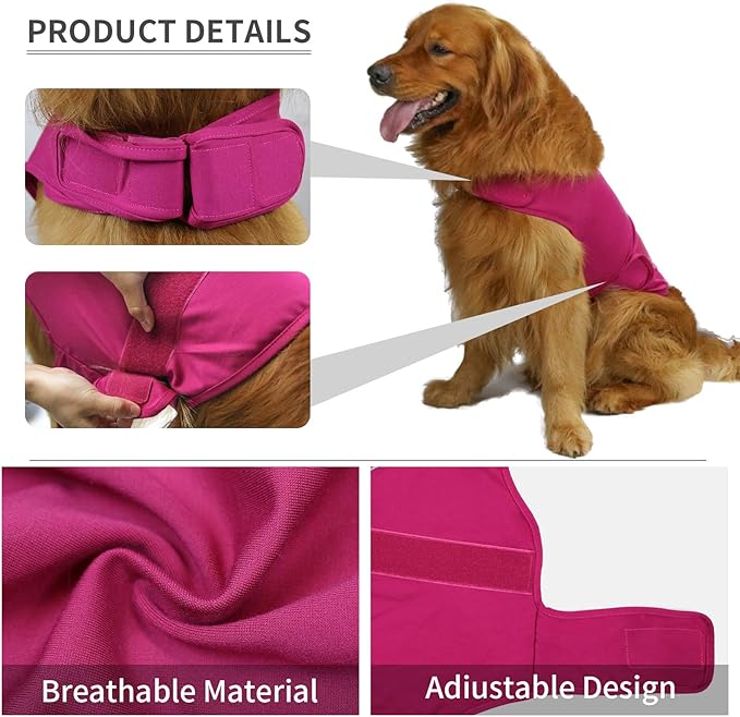 Comfort Dog Anxiety Relief Coat, Dog Anxiety Calming Vest Wrap for Thunderstorm,Travel,4th of July Fireworks,Vet Visits,Separation (M,Rose)