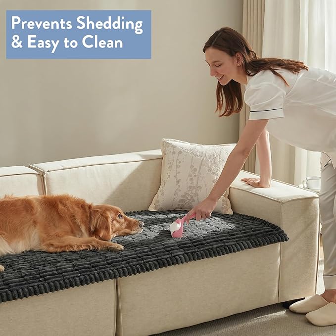 SureFit Couch Covers for Dogs,Washable Couch Protector for 3-Cushion Sofa,Non-Slip Paw Print Grip, Soft Skin-Friendly Furniture Cover for Pets, Thick and Cozy Slipcover for Sofa Cushions(28"x71" Gray)