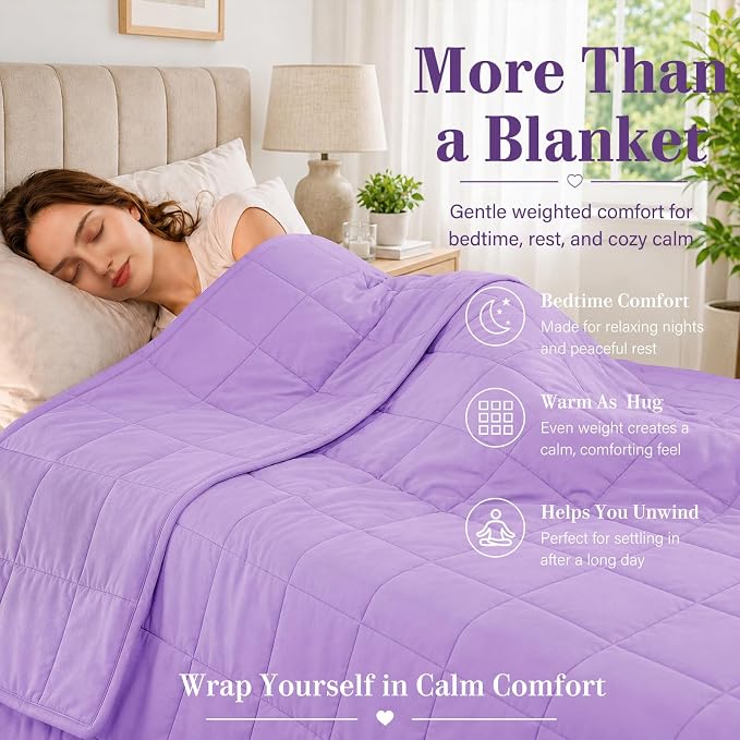 L'AGRATY Weighted Blanket - 60"x80", 20lbs Cooling Breathable Heavy Blanket with Glass Beads for Adult All-Season