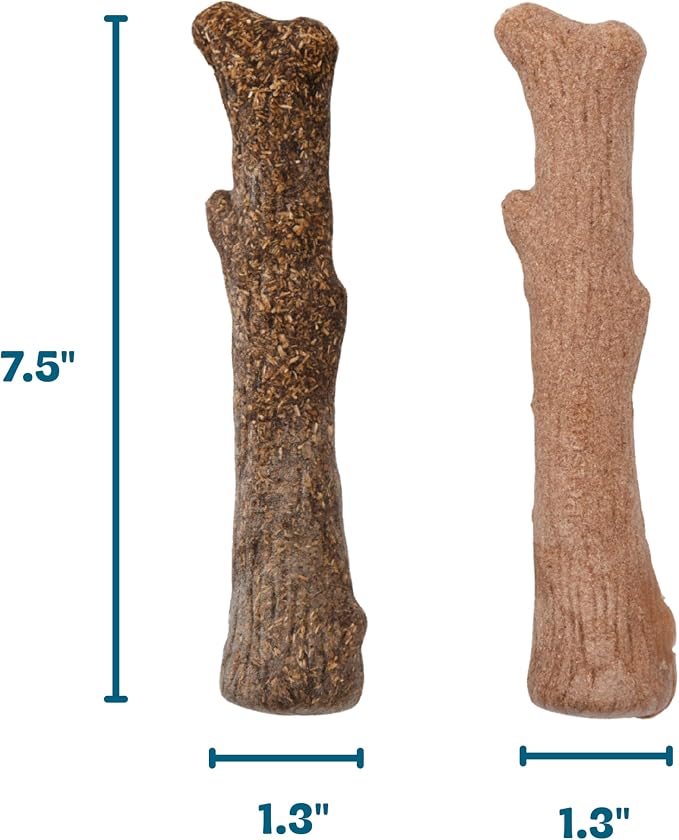 Dogwood Calming Dog Chew Toy – Real-Wood Blend, Moderate Chewers, Medium, 7.5", 2-Pack (Natural & Hemp Flavors)