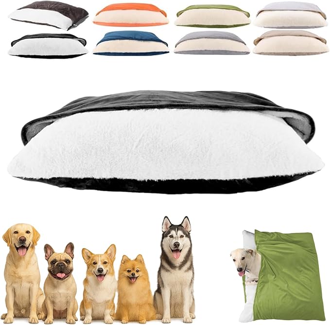 Snuggle Burrow Bed, SnuggleBurrow Removable Covered Burrow Dog Bed, Dachshund Bed Cave, Washable Indoor Pets Sleeping Bag for Small Medium Large Size Pet (Black,Small)